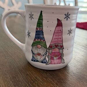 Peppermint & Pine Gnome Design Ceramic Mug - White with Multicolor Accents